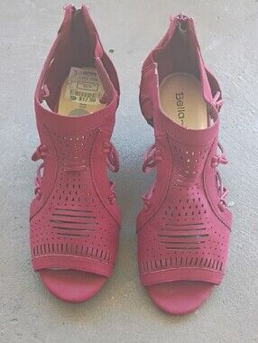 Bella Vita Women's Raspberry Open-Toe Laser-Cut 3 Inches Heels